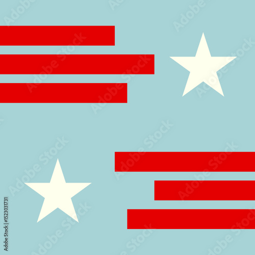 Red, white, and blue stars and bars of the American flag, patriotic fourth of July vector asset elements for summer sale, online banner, sales campaign, social media, digital, holiday