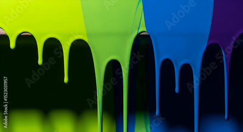 Dynamic Drip: An Abstract Colorful Paint Flowing Spectrum Close Up