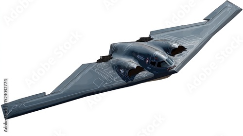 Illustration of a stealth bomber flying silently