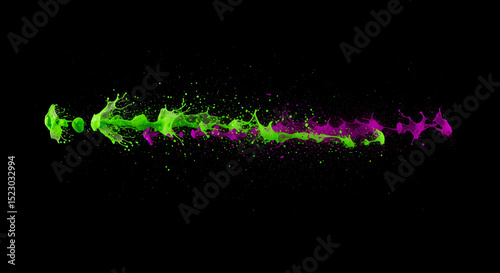 Luminous Fusion Splatter Vibrant Liquids Bursting Dynamic Against a Black Canvas