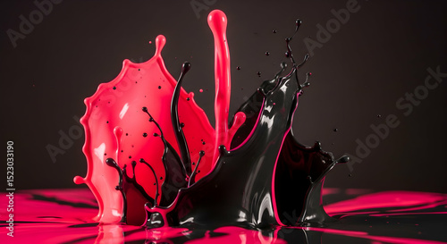 Vibrant Burst Of Splashing Paint Colors In Dynamic Formation Isolated On Black