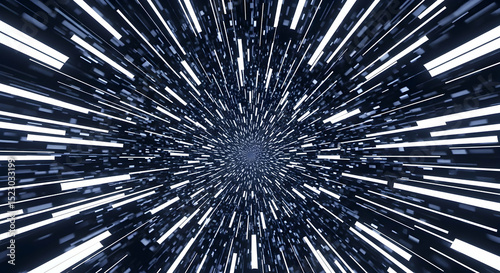 Infinite Hyperspace Tunnel With Glowing Lines Abstract Futuristic Concept