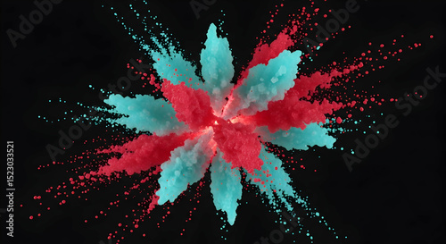 Vibrant Cloud Explosion Of Colored Powder On Dark Backdrop Stock Image