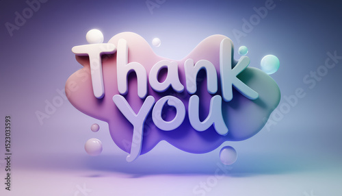 Colorful thank you message floating in soft pastel hues