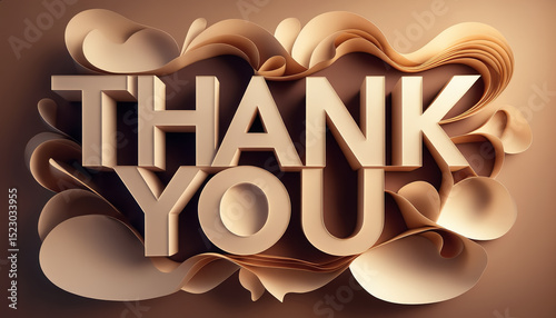 Creative paper cut style thank you message in warm tones