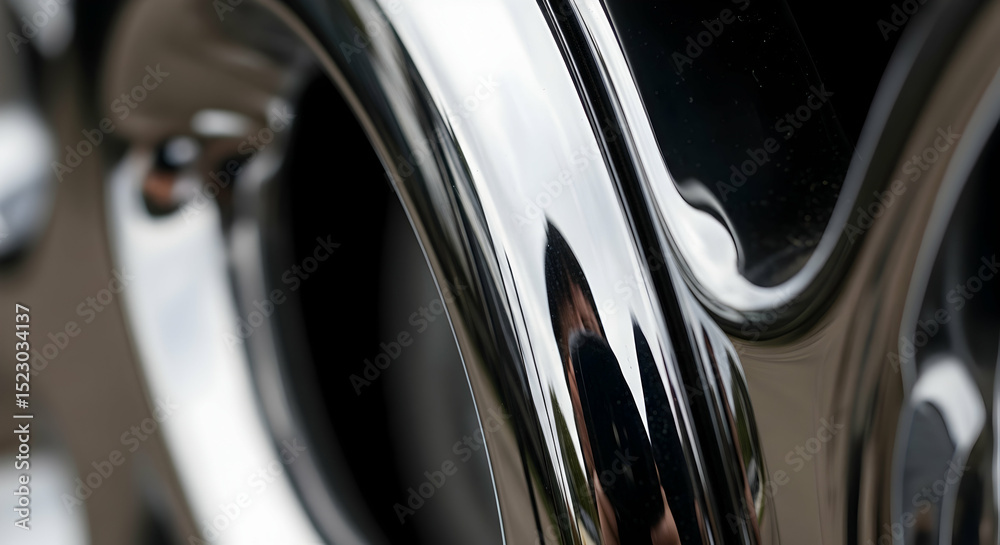 Obraz premium Chrome Finish Reflections Abstract: Automotive Detail and Metallic Sheen
