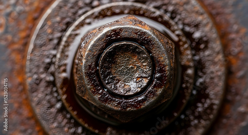 Close Up Of An Old And Heavily Rusted Metal Bolt And Washer