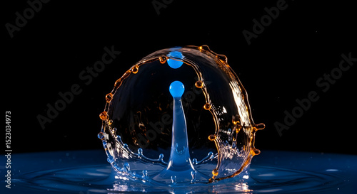 A Colorful Water Droplet Collision Creating an Interesting Abstract Shape