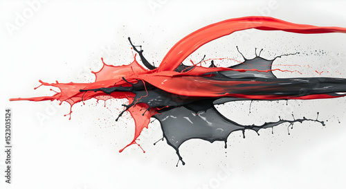 Harmonious Collision Two Hues Abstract Liquid Explosion Dynamic Motion Isolated