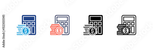 Calculator icon set multiple style collection