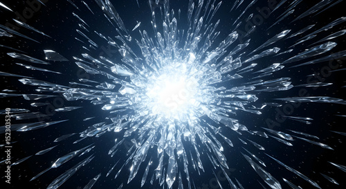 Shattered Crystal Explosion Radiating From A Central Luminous Point