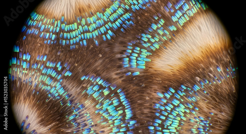 Microscopic Exploration Of A Butterfly Wing Scales Displaying Iridescent Colors