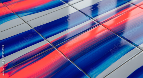 Bright Acrylic Stripes Texture on Shiny Ceramic Tiles Background