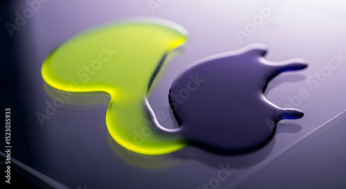 Abstract Formation Of Color Liquid Droplets On Reflective Surface With Reflections