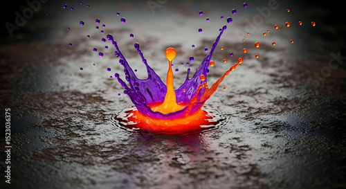 Vibrant Explosion Of Contrasting Paint Colors Creating A Unique Crown Shape