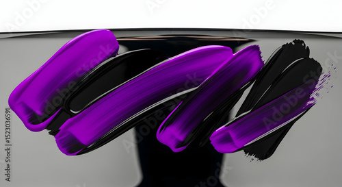 Abstract Black And Purple Brushstrokes On A Reflective Surface
