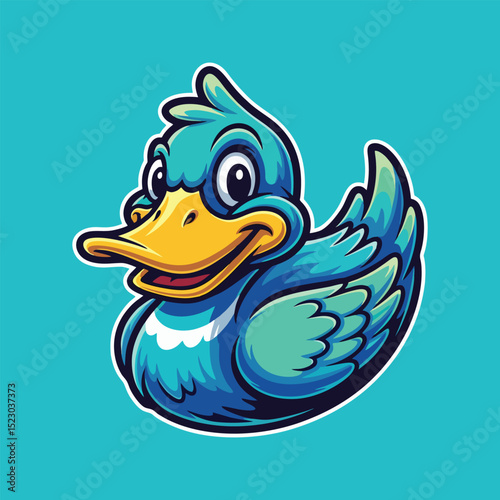 Tableau sur toile blue duck cartoon
