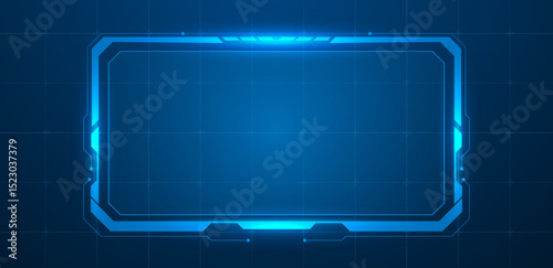Digital screen or technology box blue light interface vector editable	