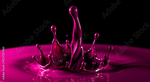 Vibrant Fuchsia Liquid Burst Forming Abstract Crown on Solid Surface