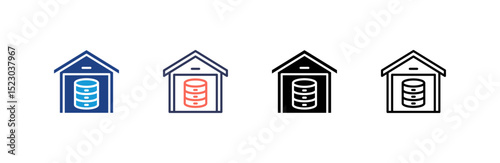 Warehouse icon set multiple style collection