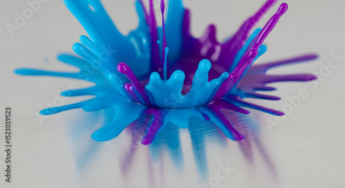 Harmonious Splash: An Artistic Collision Of Vibrant Blue And Purple Paint
