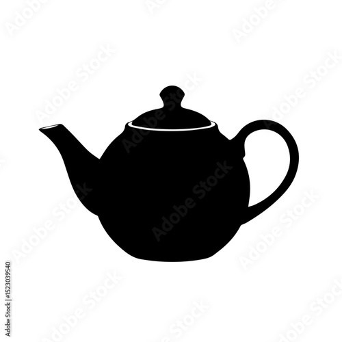 Simple teapot silhouette. Teapot icon for kitchenware designs. Classic teapot image perfect for restaurant menus, home decor catalogs, or kitchen product packaging.