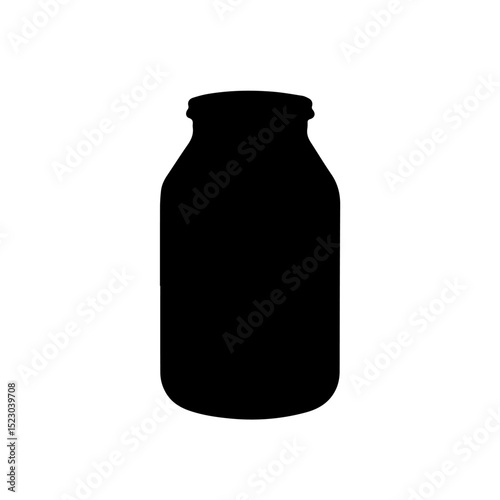 Empty glass jar silhouette, ideal for preserving homemade jams or storing spices. This simple jar graphic is perfect for kitchen labels or gardening supplies packaging.
