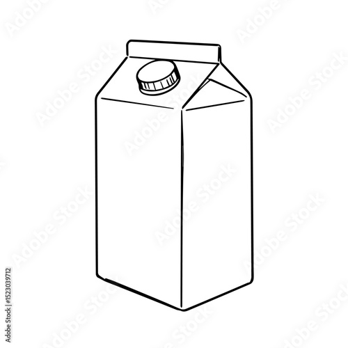 Milk carton mockup with screw cap.  Simple milk carton packaging design template. Blank carton for branding and advertising. Perfect milk carton for dairy product label design,