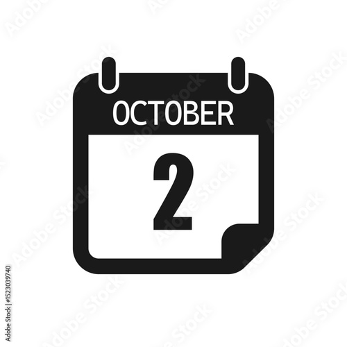 Vector icon page day calendar - 2 October month