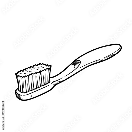 Simple toothbrush illustration perfect for dental hygiene brochures.  Clean toothbrush design shows bristles and handle detail.