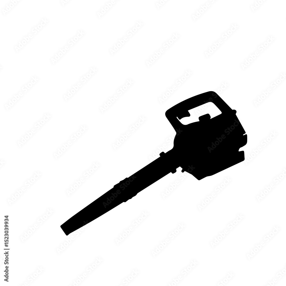 Leaf blower silhouette. Powerful gardening tool icon. Black leaf blower silhouette for gardening equipment catalog. Leaf blower silhouette. Powerful gardening tool icon. Black leaf blower silhouette for gardening equipment catalog.