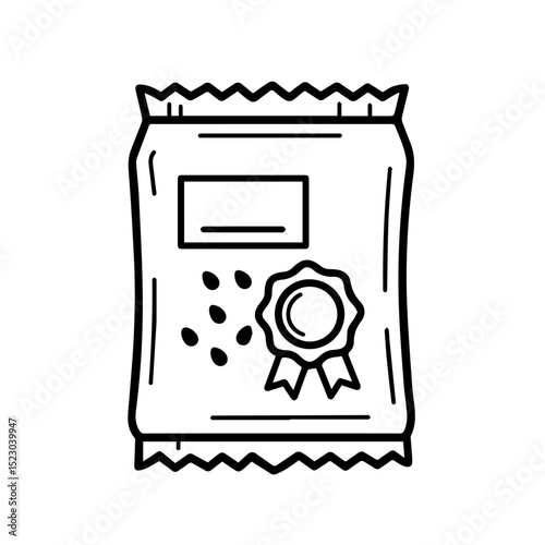 Seed packet design with premium quality seeds.  Illustration shows package of seeds with seal of approval.  This premium seed packet is perfect for gardening or agricultural businesses.