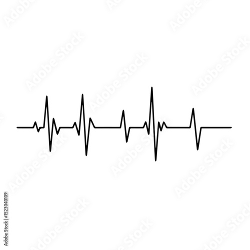 Heartbeat line graphic, medical symbol, simple line art, cardiogram rhythm, pulse wave, life sign, health indicator, cardiac activity, EKG trace, medical illustration, heart rate monitor,