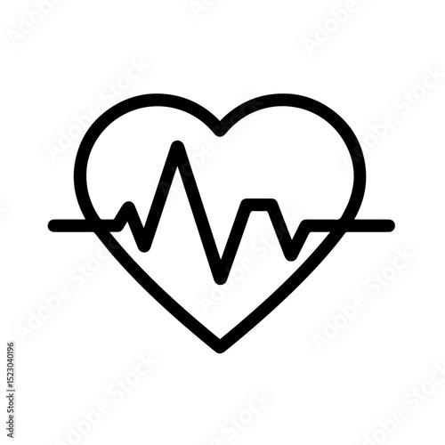 Heartbeat line art symbol inside heart shape. Cardiology medical symbol graphic for healthcare design.  Simple heart rate monitor icon perfect for medical brochures or website.