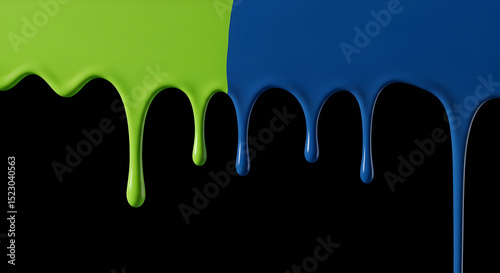 Vivid Paint Drips Against Dark Backdrop Showcasing Vibrant Colors