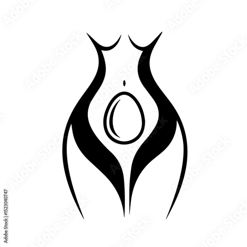 Stylish female body silhouette with egg shape inside.  Abstract image symbolizes pregnancy and new life. This symbolic illustration is perfect for gynecology clinics, pregnancy announcements,