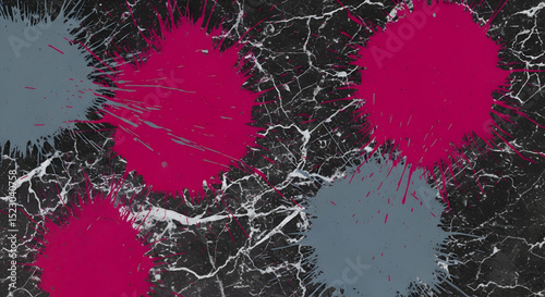 Abstract Splatter Effect With Bold Colors On Textured Dark Background