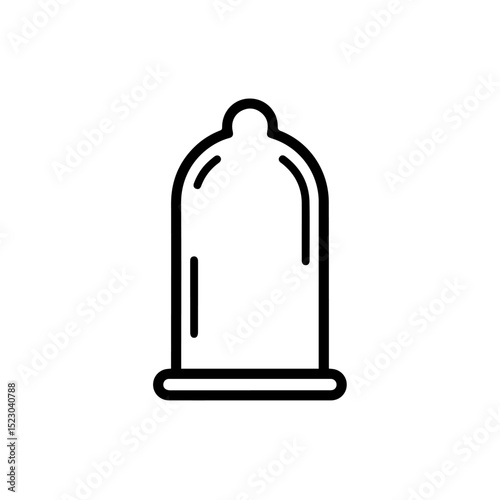 Condom outline drawing. Simple condom icon for safe sex education materials.  Condom illustration is perfect for brochures, posters, and websites promoting safe sex practices.