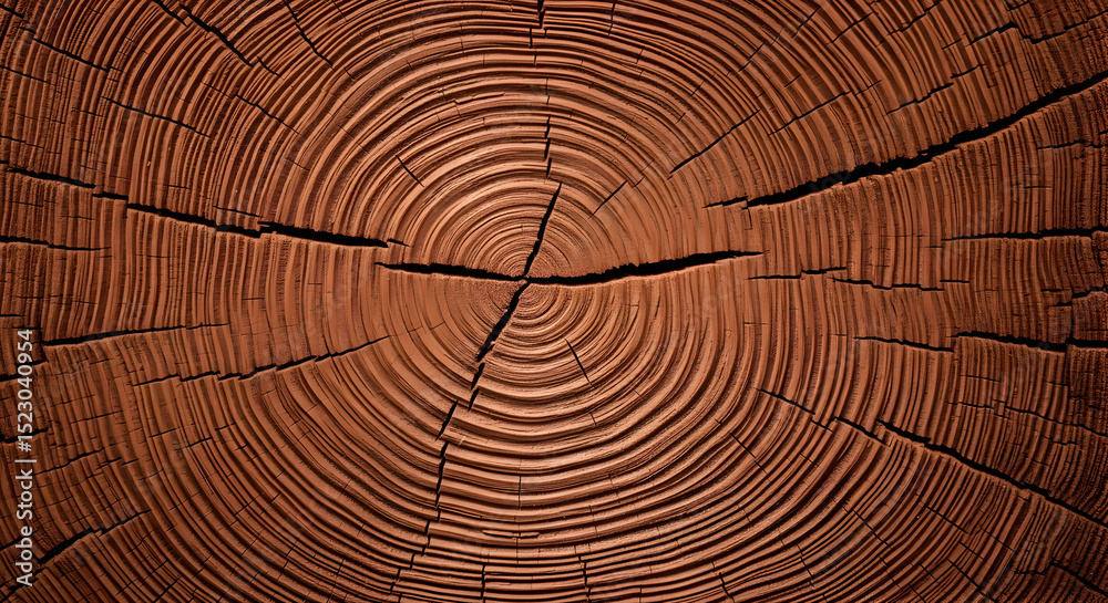 Fototapeta premium Revealing Tree's History: Cross Section Depicting Concentric Circles Of Life