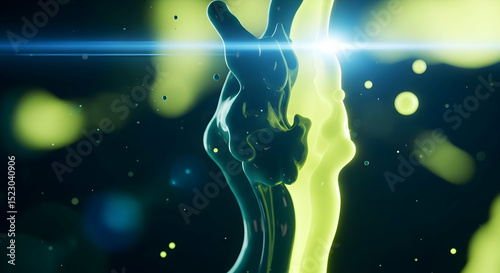 Fluidity And Light Abstract Two Tone Green And Blue Modern Rendering