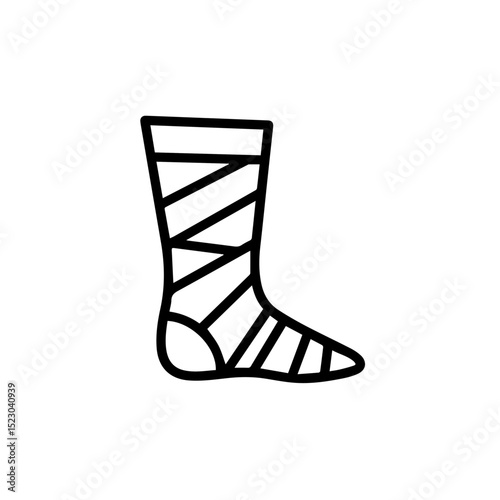 Bandaged leg injury illustration. Detailed drawing shows a leg wrapped in bandage. This medical illustration is perfect for educational materials, medical publications,