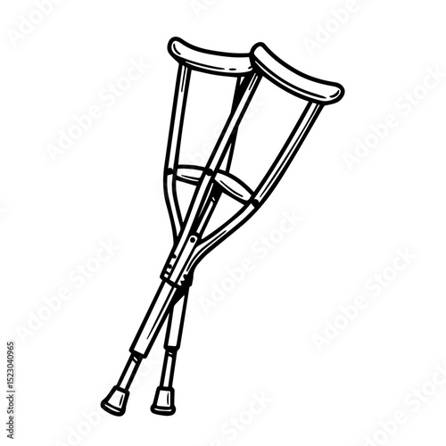 Underarm crutches medical support for walking. Pair of crutches provides stability and assistance. Crutches are essential aid for rehabilitation and recovery.