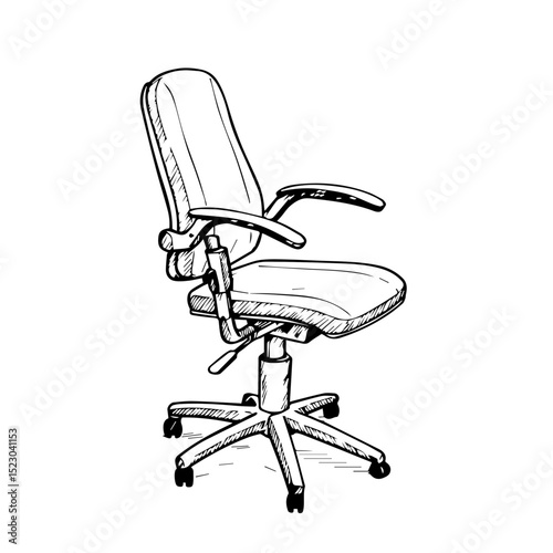 Ergonomic office chair with adjustable backrest and armrests. Comfortable chair for long work sessions, promoting good posture and back health. This design is ideal for medical offices, clinics,
