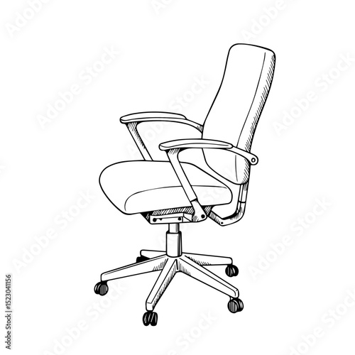 Comfortable office chair with armrests and adjustable height. Ergonomic office chair design for long working hours. This modern chair ensures comfort and support, perfect for doctors' offices,