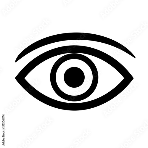 Human eye graphic design element. Simple eye icon with detailed iris and pupil.  Eye symbol perfect for ophthalmology brochures, medical websites, or body part illustrations.