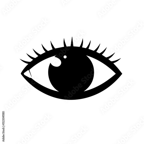 Close-up detailed eye illustration.  Stylish graphic design of human eye with long eyelashes. This graphic eye is perfect for ophthalmology or body parts related advertising.