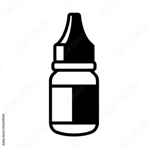 Eye drops bottle icon. Simple medicine bottle illustration. Medical packaging design for eye drops. This image is perfect for ophthalmology, healthcare websites, or eye care product packaging.