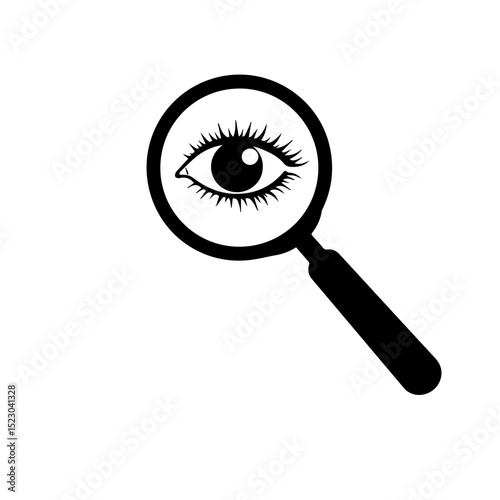 Detailed eye examination under magnifying glass.  Close up human eye magnified for ophthalmology.  Image perfect for eye care brochures, medical posters, and websites related to ophthalmology.