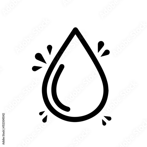 Single water drop illustration. Clean water drop design with splash effect. This simple liquid drop image is perfect for ophthalmology or body parts related projects.