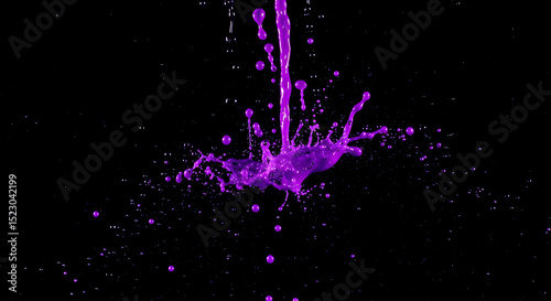 Vibrant Purple Liquid Bursting Against a Dark Background, Creative Flow Concept